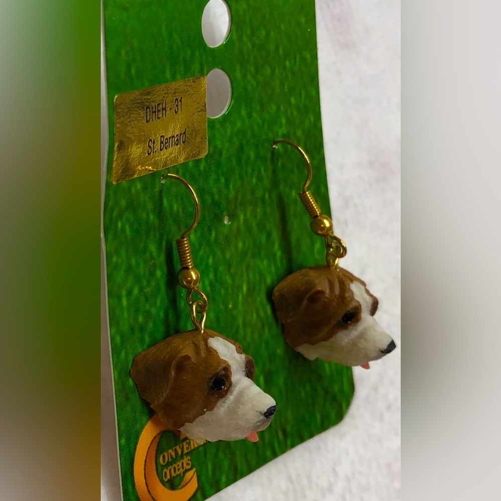 Pierced Earrings. Hypoallergenic.  Dog theme. St. Bernard.  Cute. Sassy.